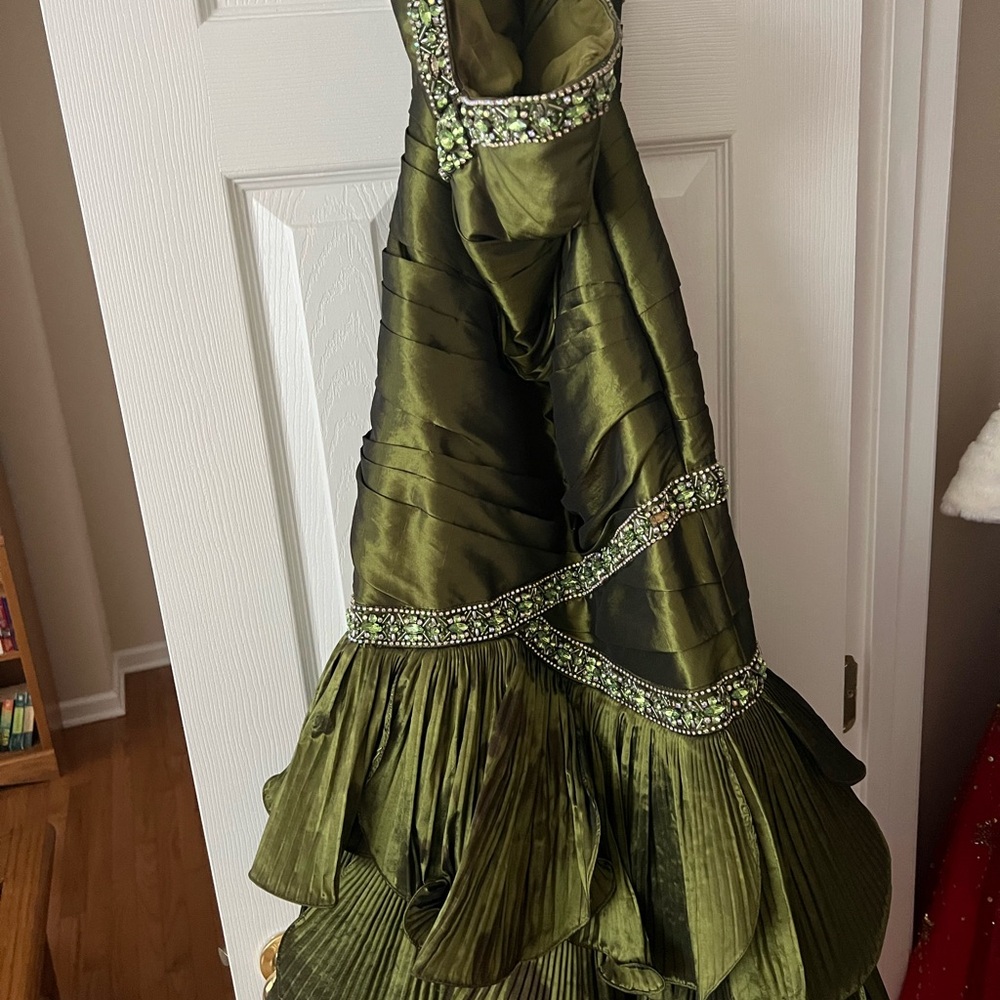 Elegant olive green dress